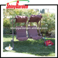 Two Person Armrest Steel Seat Padded Outdoor Garden Swing Sets with Canopy for Adults